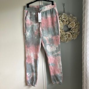 BB DAKOTA Woman’s Size S Jogger Sweatpants Tie Dye Side Pockets Front Tie